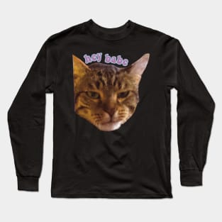 Hey babe tabby cat funny meme Long Sleeve T-Shirt